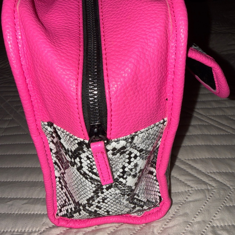 Steve Madden Pink and Black Snakeskin Tote - Picture 7 of 12